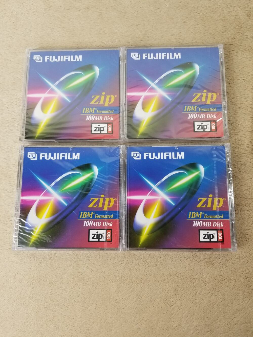 Fujifilm 100mb Disk BM Formatted Zip Disk New Sealed Pack x4 Vintage